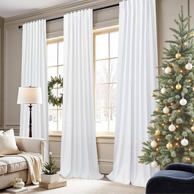 Complete Blackout Curtains White 80 Inches Long Kitchen Curtain Custom Drape - Image 8