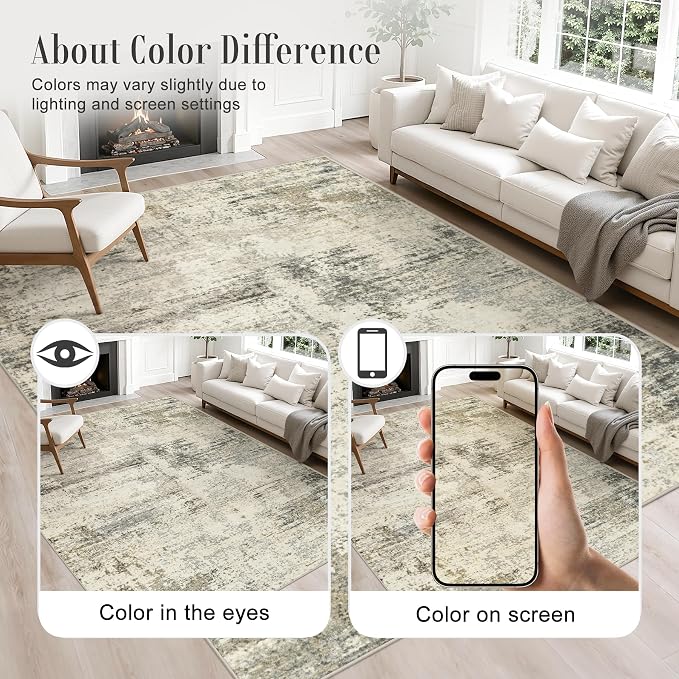 2x6 Washable Runner Rug：Modern Abstract Soft Carpet Ash Brown | - Image 4
