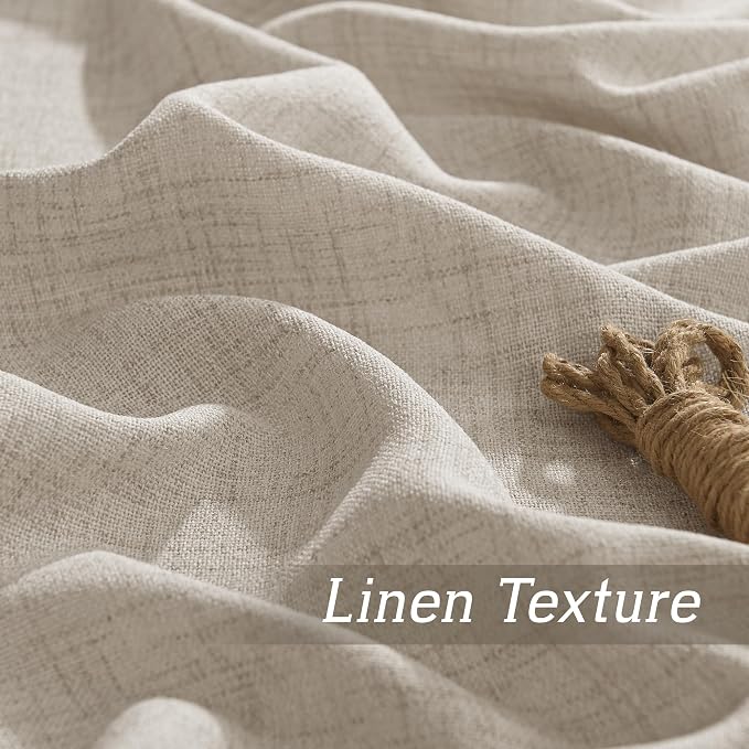 RYB HOME Linen Semi Sheer Curtains 63 inch Length - Image 4