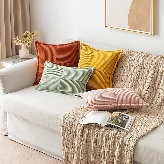 MIULEE Fall Burnt Orange Decorative Euro Sham Throw Pillow Covers 22x22 in | 2 - Image 5