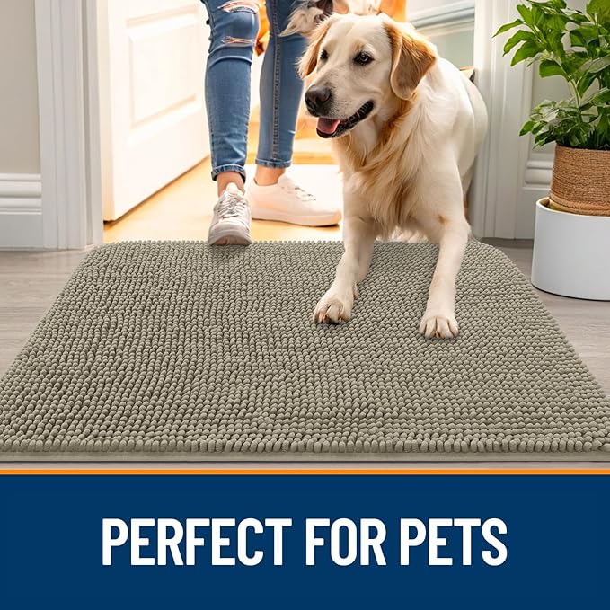 OLANLY Dog Door Mat for Muddy Paws 54x24, Super Absorbent Chenille Mud Mat | - Image 6
