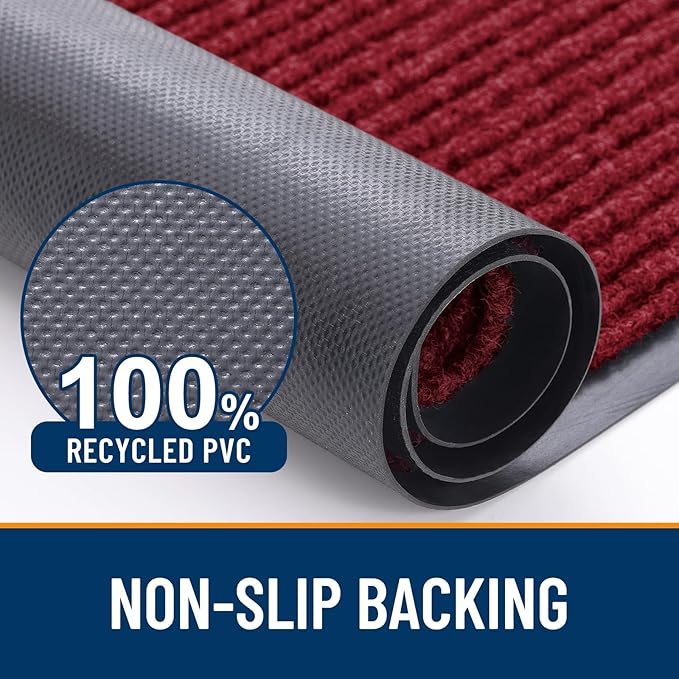 OLANLY 2-Pack Front Door Mats 59x23, Waterproof Heavy-Duty Doormats | Wine Red - Image 3