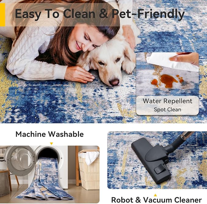 RELEANY Washable Runner 3'x9' Abstract Area Rug - Image 5