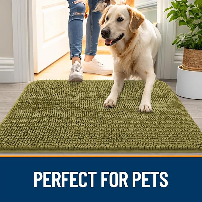 OLANLY Dog Door Mat for Muddy Paws 40x32, Super Absorbent Chenille Mud Mat | - Image 6