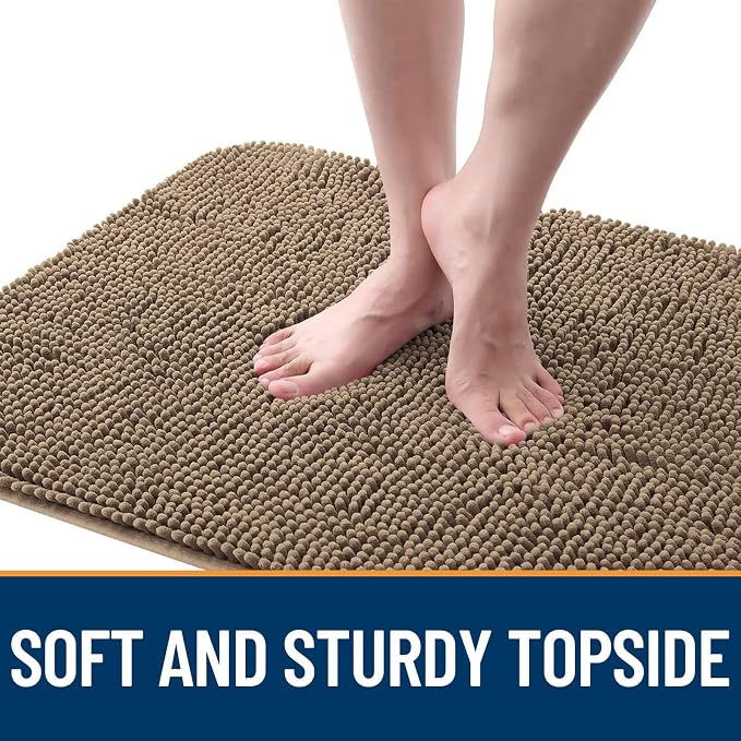 OLANLY Dog Door Mat for Muddy Paws 50x30, Super Absorbent Chenille Mud Mat | Tan - Image 4