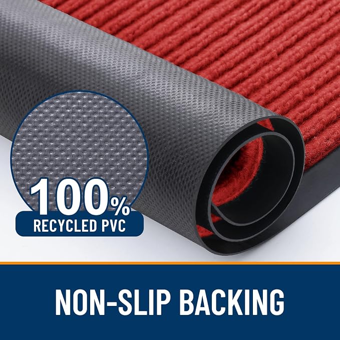 OLANLY Front Door Mat 59x20, Waterproof Heavy-Duty Indoor Outdoor Doormat | Red - Image 3