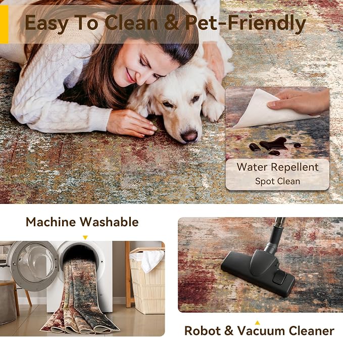 RELEANY Washable 2'x3' Abstract Area Rug - Image 4