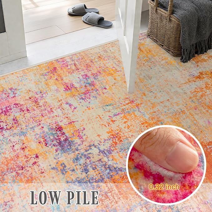 2x6 Washable Runner Rug：Modern Abstract Soft Carpet Galaxy Haze | - Image 7