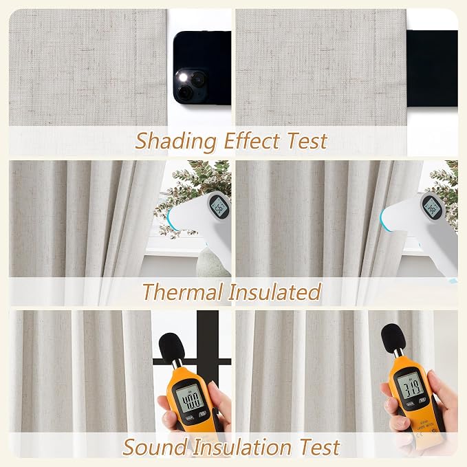 Light Beige 100% Blackout Curtains 84 Inch Long 2 Panels Set - Image 5