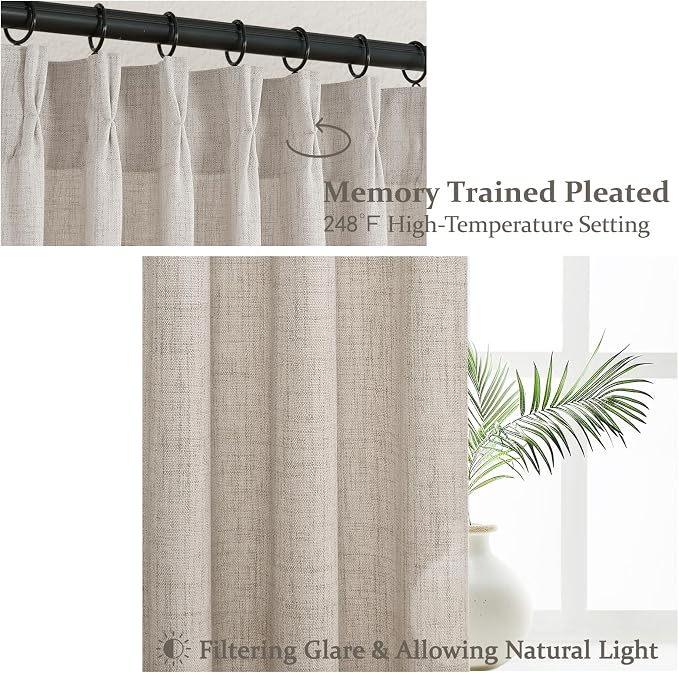 Extra Long 144 Inch Greyish Brown Light Filtering Tall Curtains - Image 4
