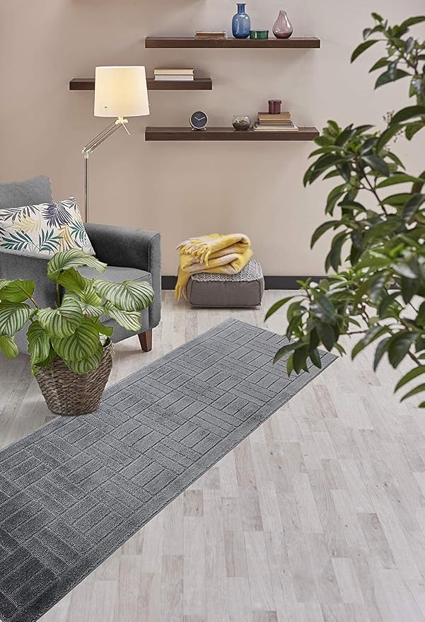 15 Ft Charcoal Hallway Runner Rug Non Slip Washable, Kitchen Entryway | Custom - Image 5