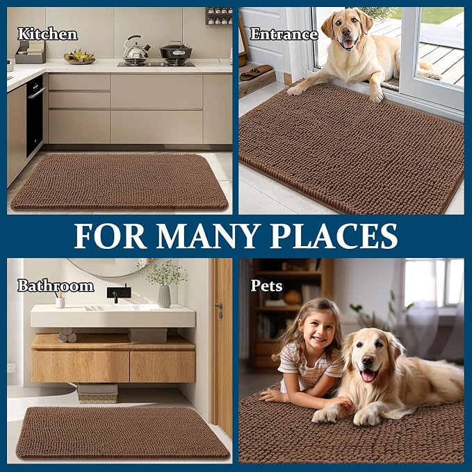 OLANLY Dog Door Mat for Muddy Paws 70x24, Super Absorbent Chenille Mud Mat | - Image 8