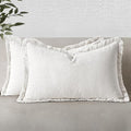 MIULEE Boho Linen Fringe Decorative Lumbar Throw Pillow Covers White 12x20 | by MIULEE