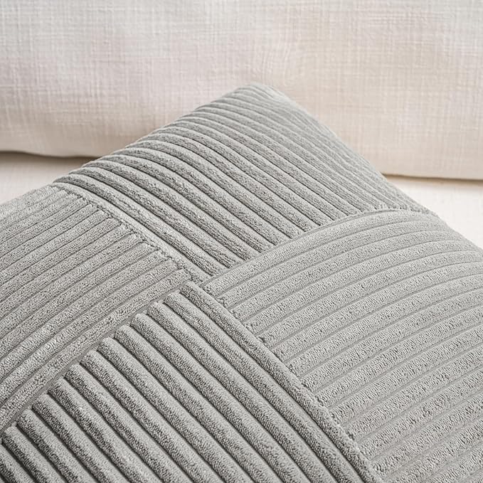 Fancy Homi 2 Packs Grey Lumbar Decorative Throw Pillow Covers 12x20 Inch - Image 3
