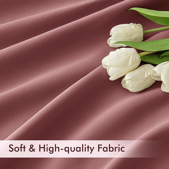 MIULEE Dusty Rose Back Tab Blackout Curtains 52x90 Inch Long 2 Panels Set | Rod - Image 6