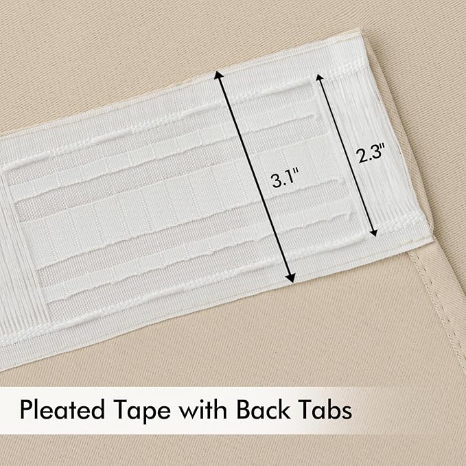 MIULEE Cream Beige Back Tab Blackout Curtains 52x84 Inch Length 2 Panel Set | - Image 4