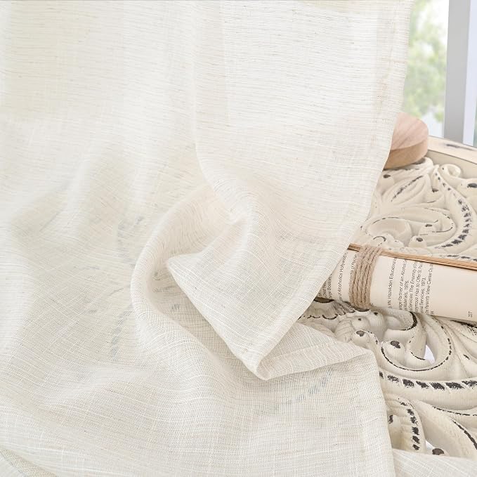 BGment Linen Semi Sheer Curtains 80 Inch Length - Image 7