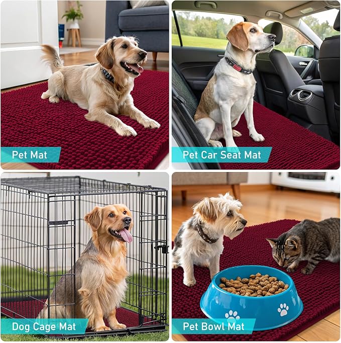 OLANLY Dog Door Mat for Muddy Paws 45x27, Super Absorbent Chenille Mud Mat | - Image 7