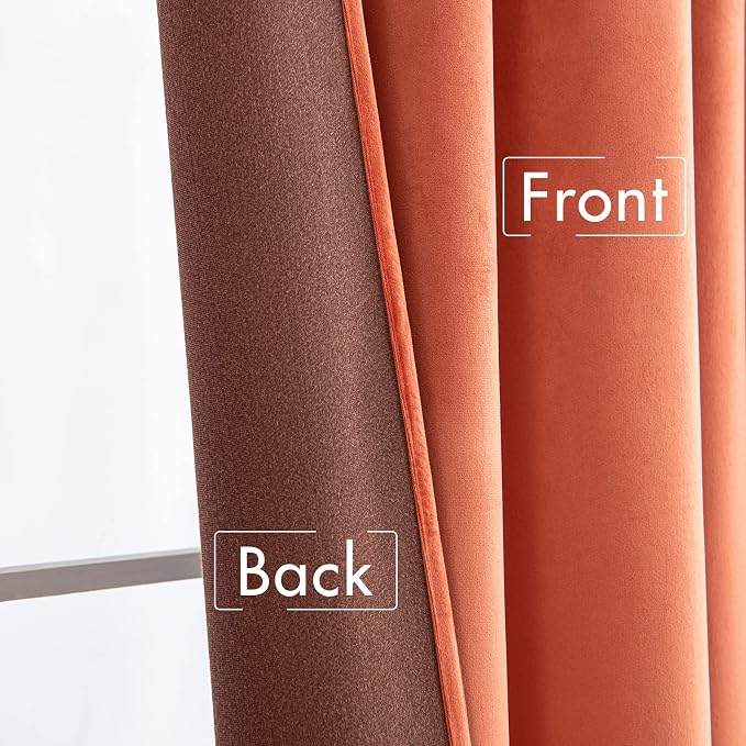 MIULEE Velvet Curtains Extra Wide 66x84 inches Fall Burnt Orange Curtains | - Image 6