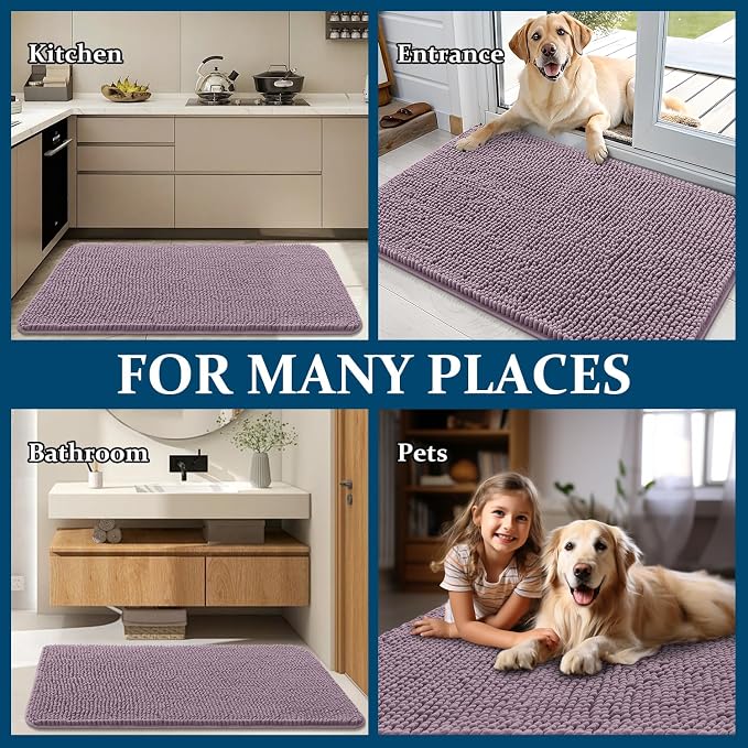 OLANLY Dog Door Mat for Muddy Paws 47x17, Super Absorbent Chenille Mud Mat | - Image 8