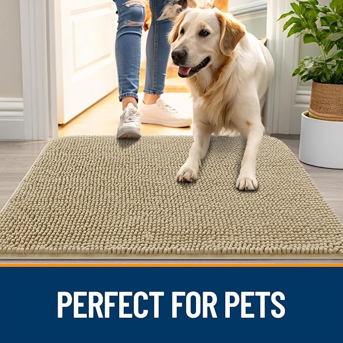 OLANLY Dog Door Mat for Muddy Paws 47x24, Super Absorbent Chenille Mud Mat | - Image 6
