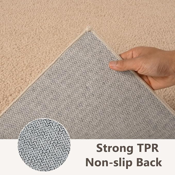 2x8 Beige Solid Runner Rug Washable Non-Slip - Image 5