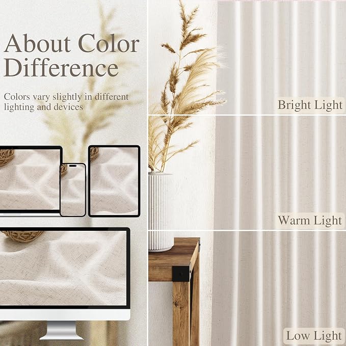 Extra Wide 100x96 Inch Linen Curtains - Image 4