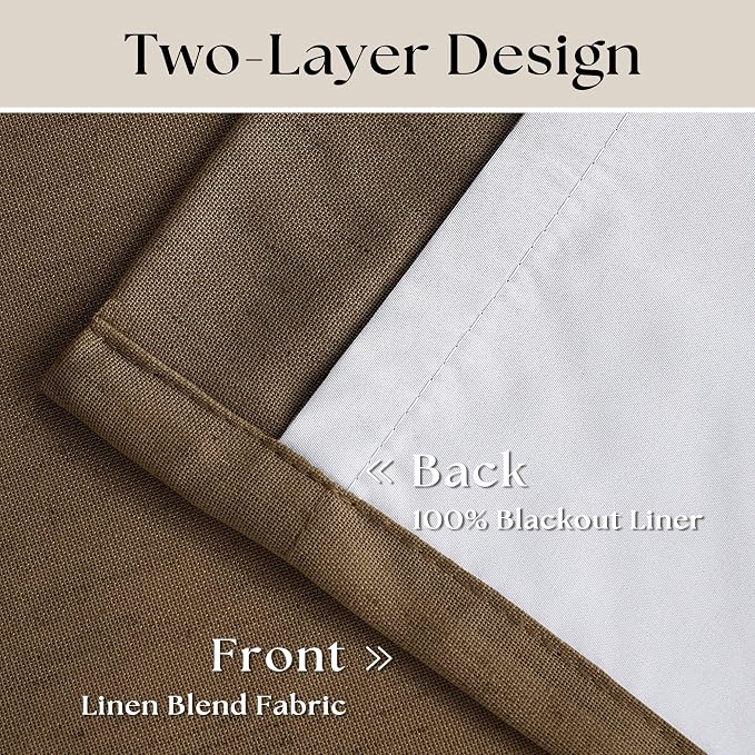 Dutch Cocoa Pleated Linen Blackout Curtains 102 Inches Long - Image 4