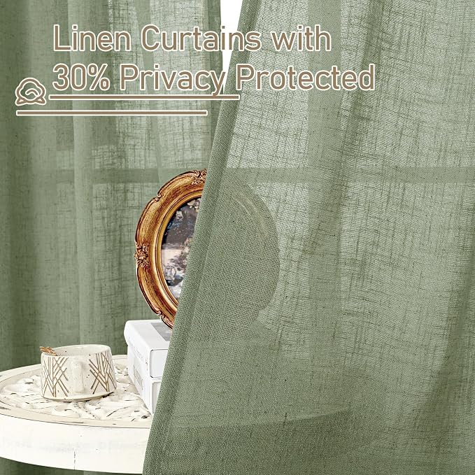 Linen Semi Sheer Curtains 72 Inches Long - Image 5
