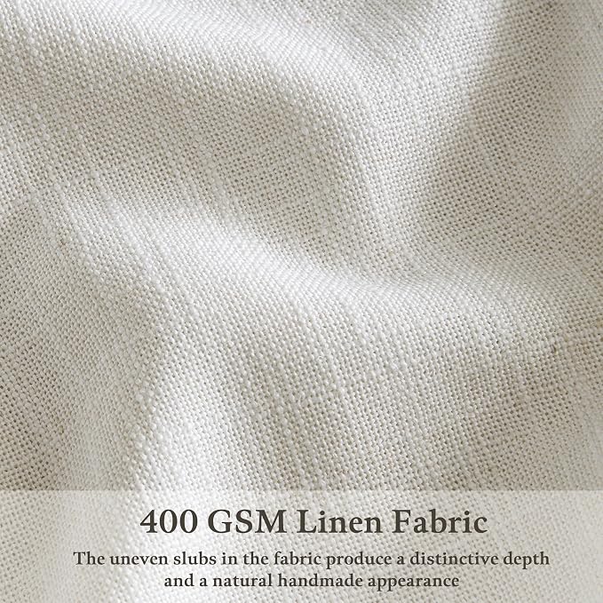 Short Beige White Linen Pinch Pleated Semi Sheer Curtains 63 Inch Long 50W | - Image 2