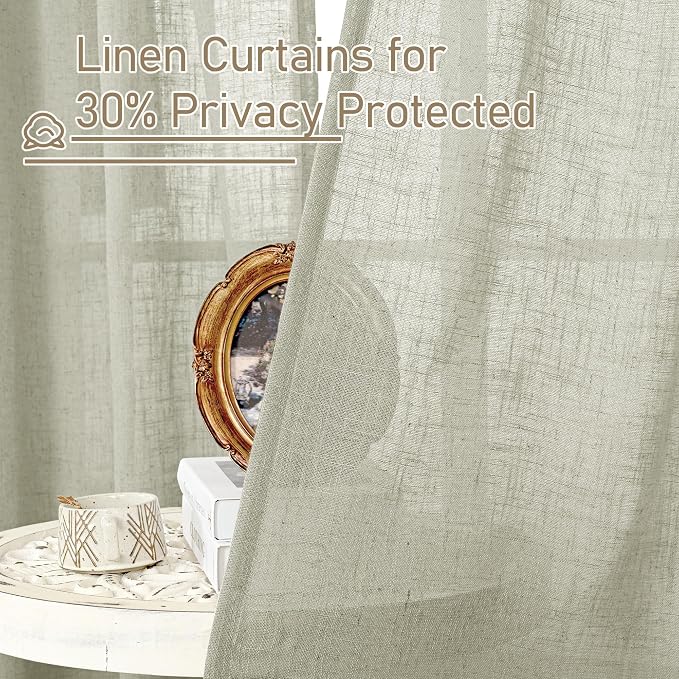 Semi Sheer Linen Curtains 36 Inch Length 2 Panels - Image 5