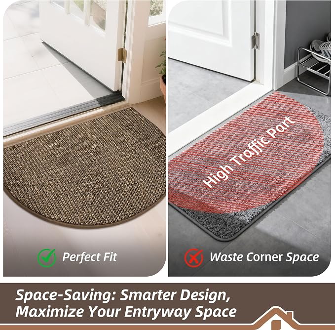 BEQHAUSE Dirt Trapper Door Mat 32" x 48" Half Circle Non Slip Rugs, Absorbent - Image 6