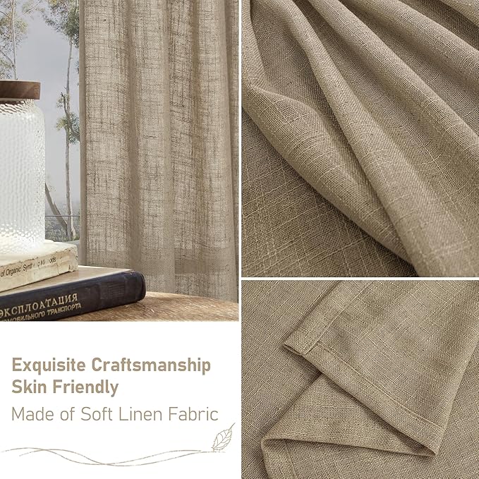Taupe Semi Sheer Linen Curtains - Image 7