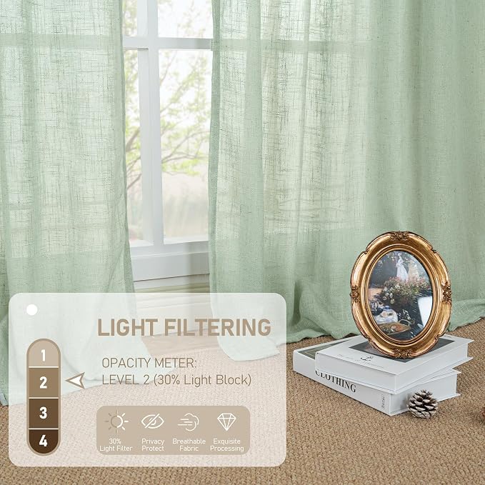 36 Inch Length Linen Semi Sheer Curtains - Image 4