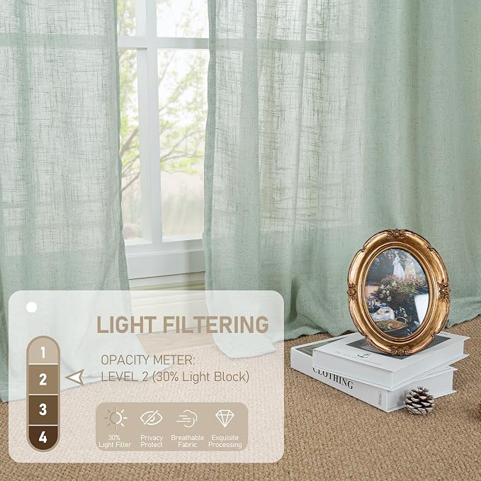 Sheer Linen Curtains 63 inches Long - Image 4