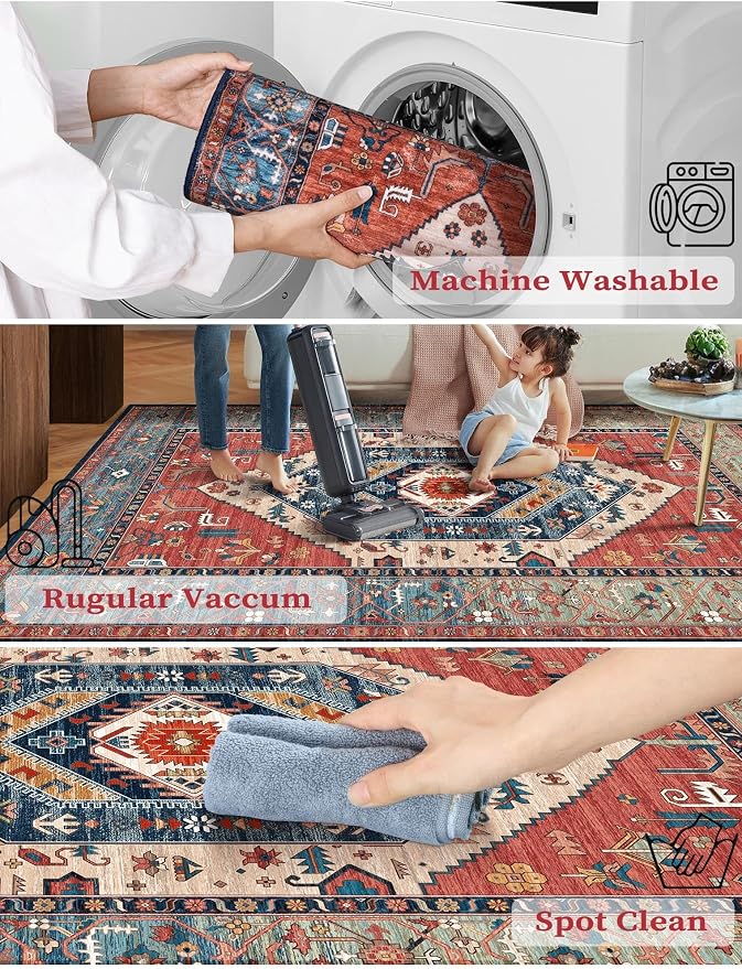 SERISSA 2'6"x14' Washable Non Slip Boho Runner Rug - Image 3