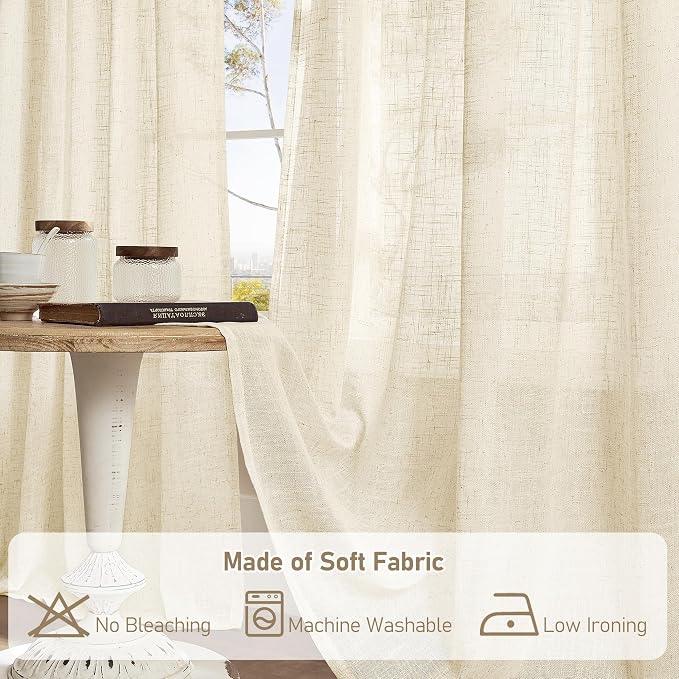 Faux Linen Curtains 63 inches Long - Image 8