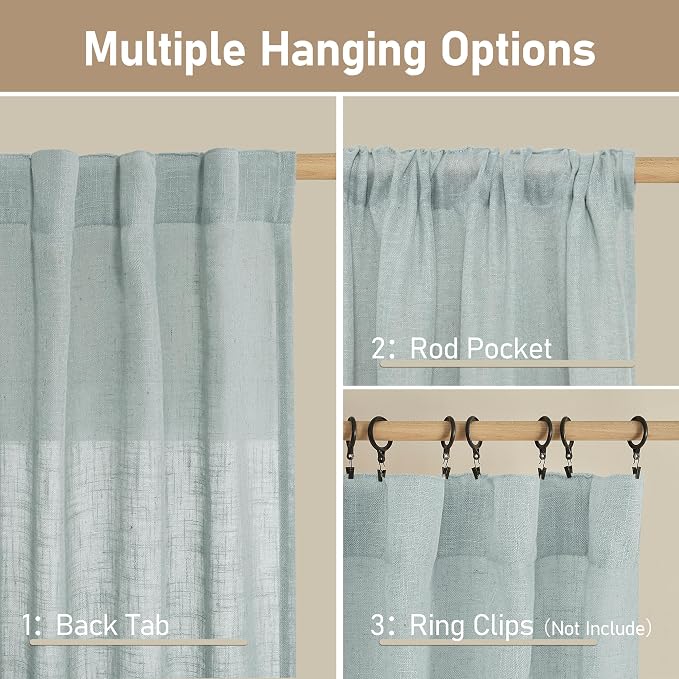 Light Filtering Linen Curtains 68 inches Long - Image 2