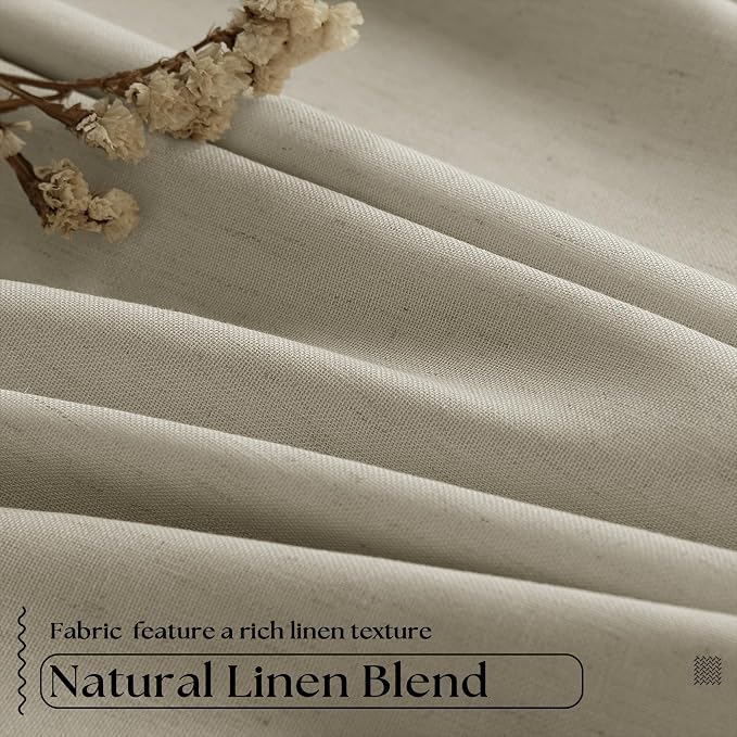 Burlywood Birch Black Out Pleated Linen Curtains 102 Inches Long 2 Panels | 2 - Image 5