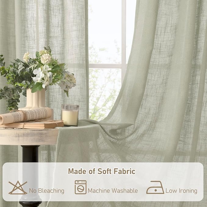 Light Filtering Linen Curtains 72 inches Long - Image 8