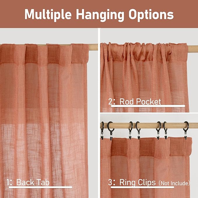 Light Filtering Linen Curtains 72 inches Long - Image 3