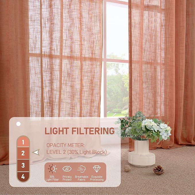 48 Inch Short Window Linen Curtains - Image 4