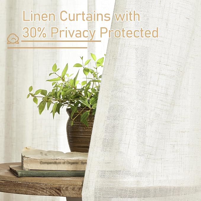Linen Blended Curtains 48 inch for Windows, Linen Textured Light Filtering - Image 6