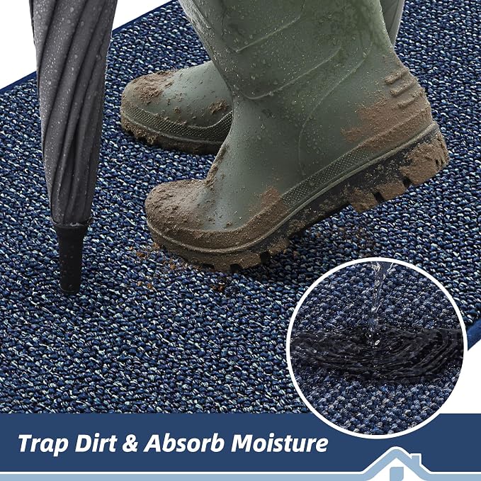 BEQHAUSE Dirt Trapper Door Mat 26" x 40" Half Circle Non Slip Rugs, Absorbent - Image 3
