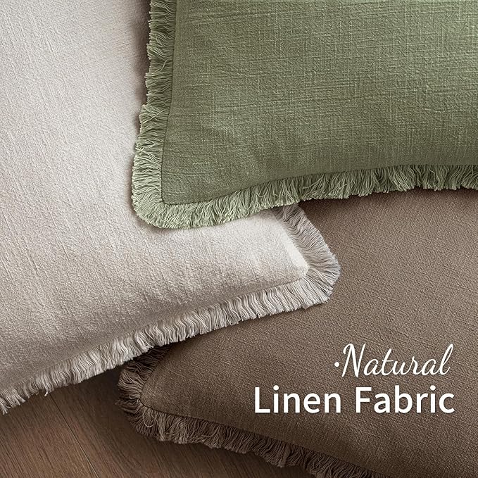 MIULEE Linen Decorative Fall Euro Throw Pillow Covers Cocoa Brown 26x26 | Set - Image 4