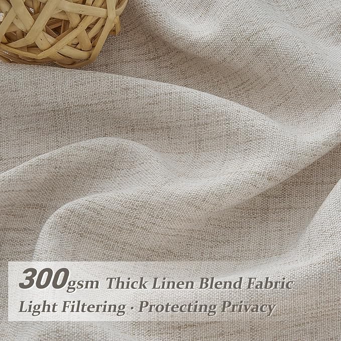 Grayish Brown Thick Burlap Semi Sheer Curtains 96 Inches Long - Image 2