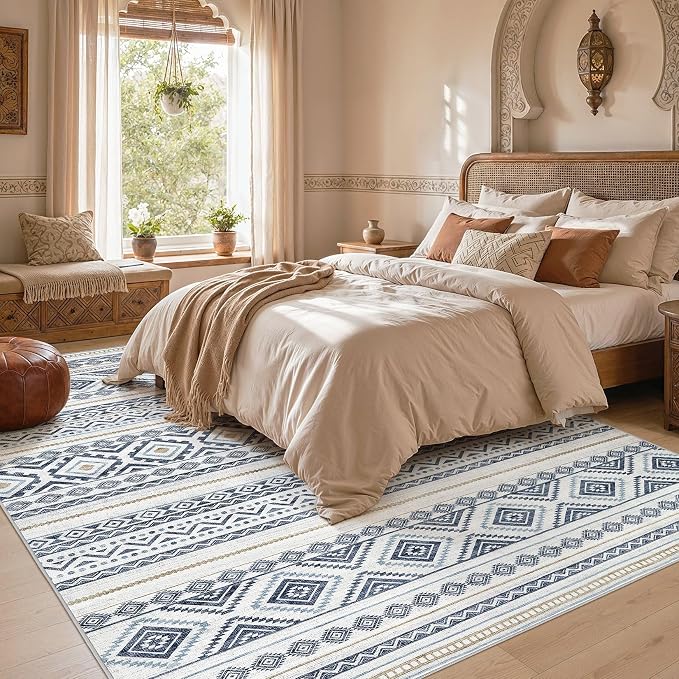 cotiled Boho 6x8 Area Rugs for Living Room: Soft Moroccan Washable Rug | Stain - Image 5