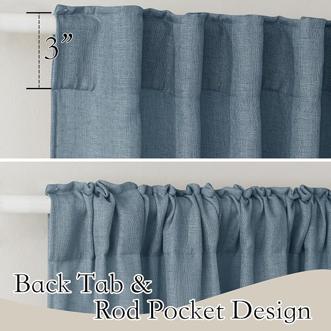 RYB HOME Linen Semi Sheer Kitchen Curtains Over Sink 36 inches Length | Light - Image 3