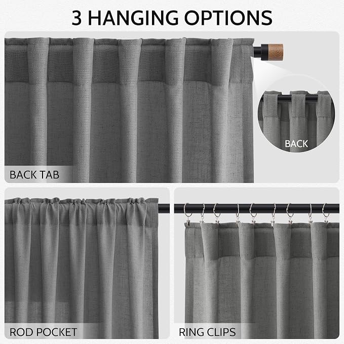 Blazer Grey Linen Curtains 72 Inch Long - Image 3