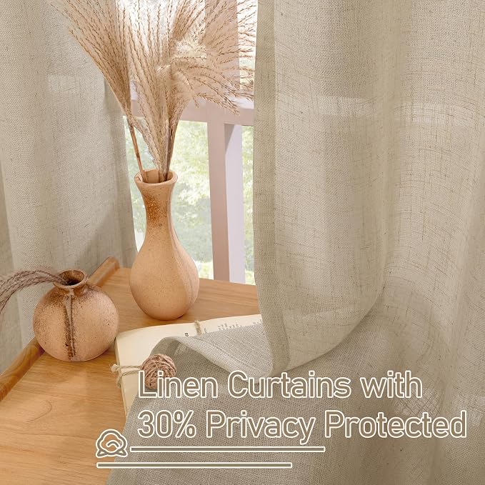 Semi Sheer Linen Curtains 60 Inch Length - Image 5